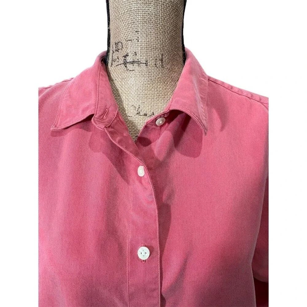 L.L.Bean Womens Button-Up Shirt Size L Mauve Pink Long Sleeve Collared - Picture 2 of 10